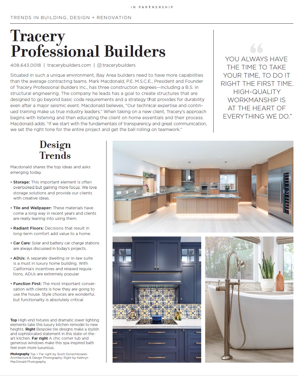 Luxe Interiors + Design feature, 2024 - Tracery Builders