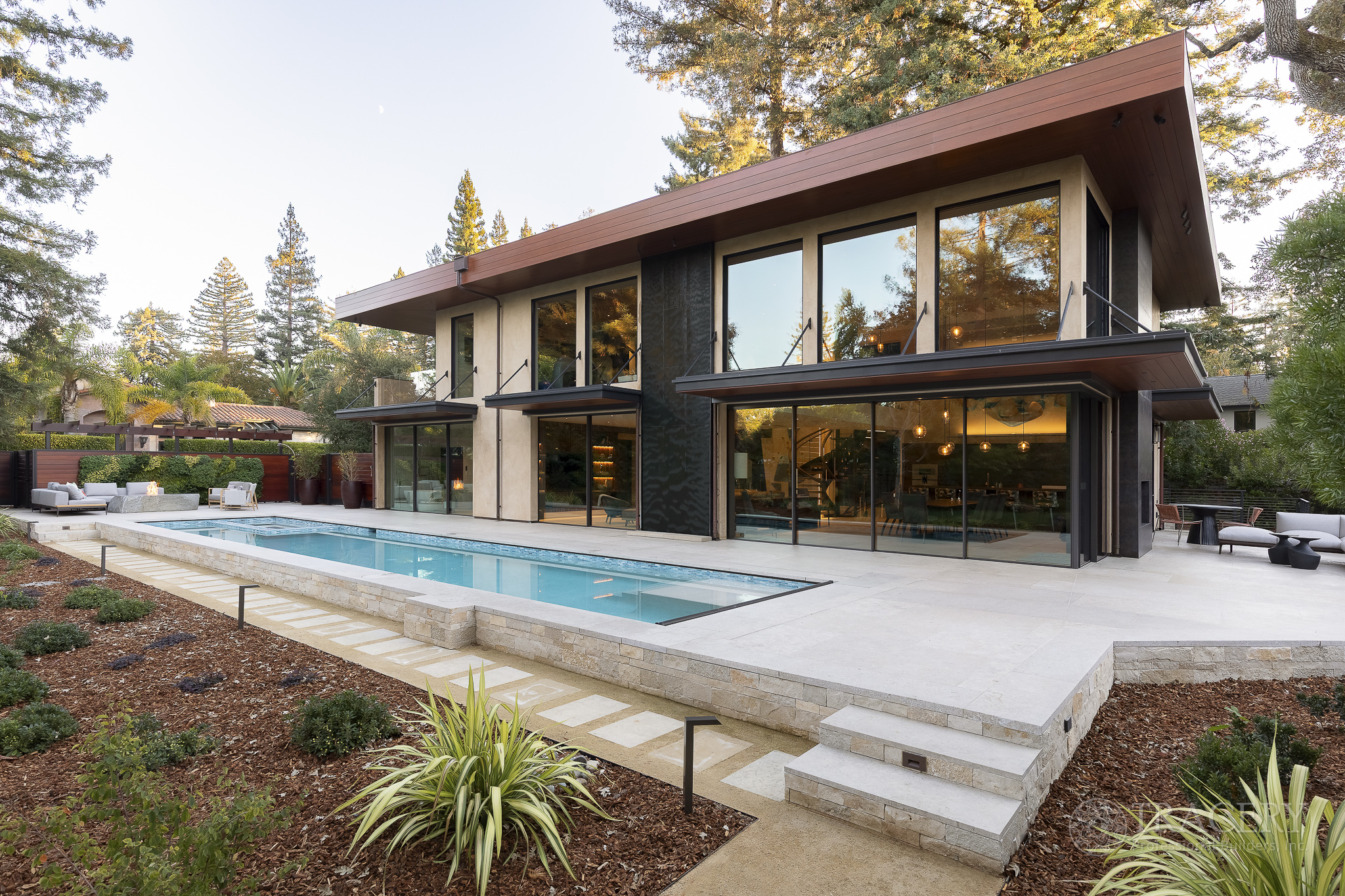 Redwood Way pool and terrace - Tracery Builders