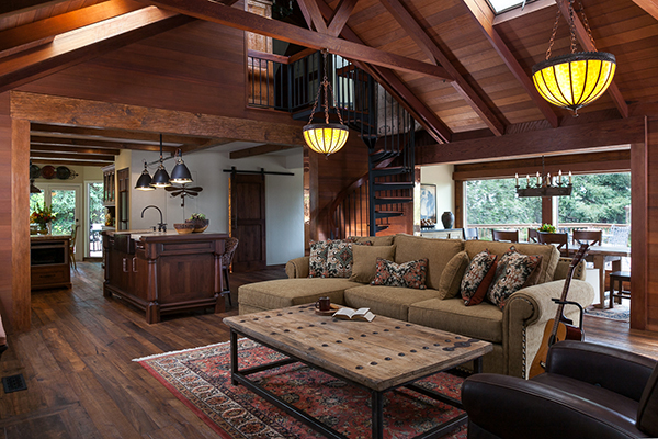 Danko living room remodel wood interior - Tracery Builders