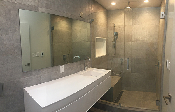 HSU tile shower bench remodel general co - Tracery Builders