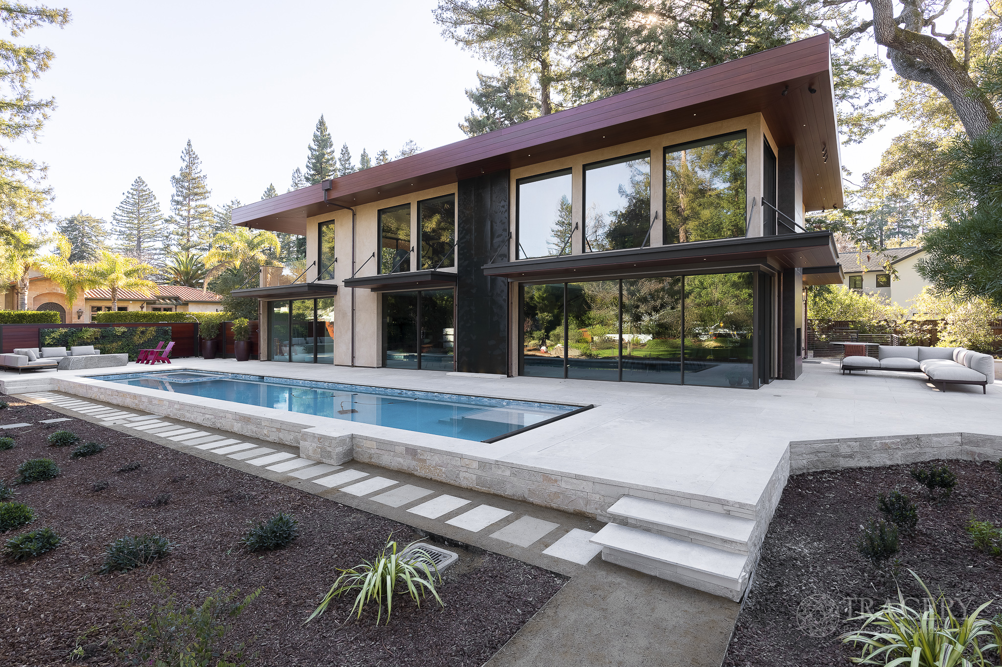 Redwood Way pool house - Tracery Builders