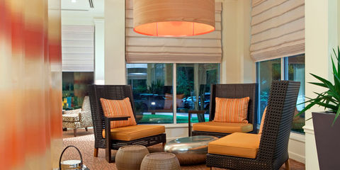 Hotel Interior Design, Lobby, Firepit, Casual Seating Group