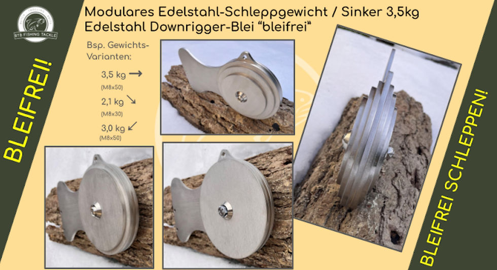 Miniaturbild: Modulares Schleppgewicht Edelstahl 3.5 / 3 / 2.1 kg 