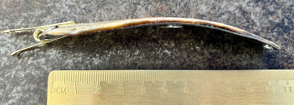 Miniaturbild: Perlmuttspange Tropfen, Opal, ca. 107mm, in Holz-Geschenkbox