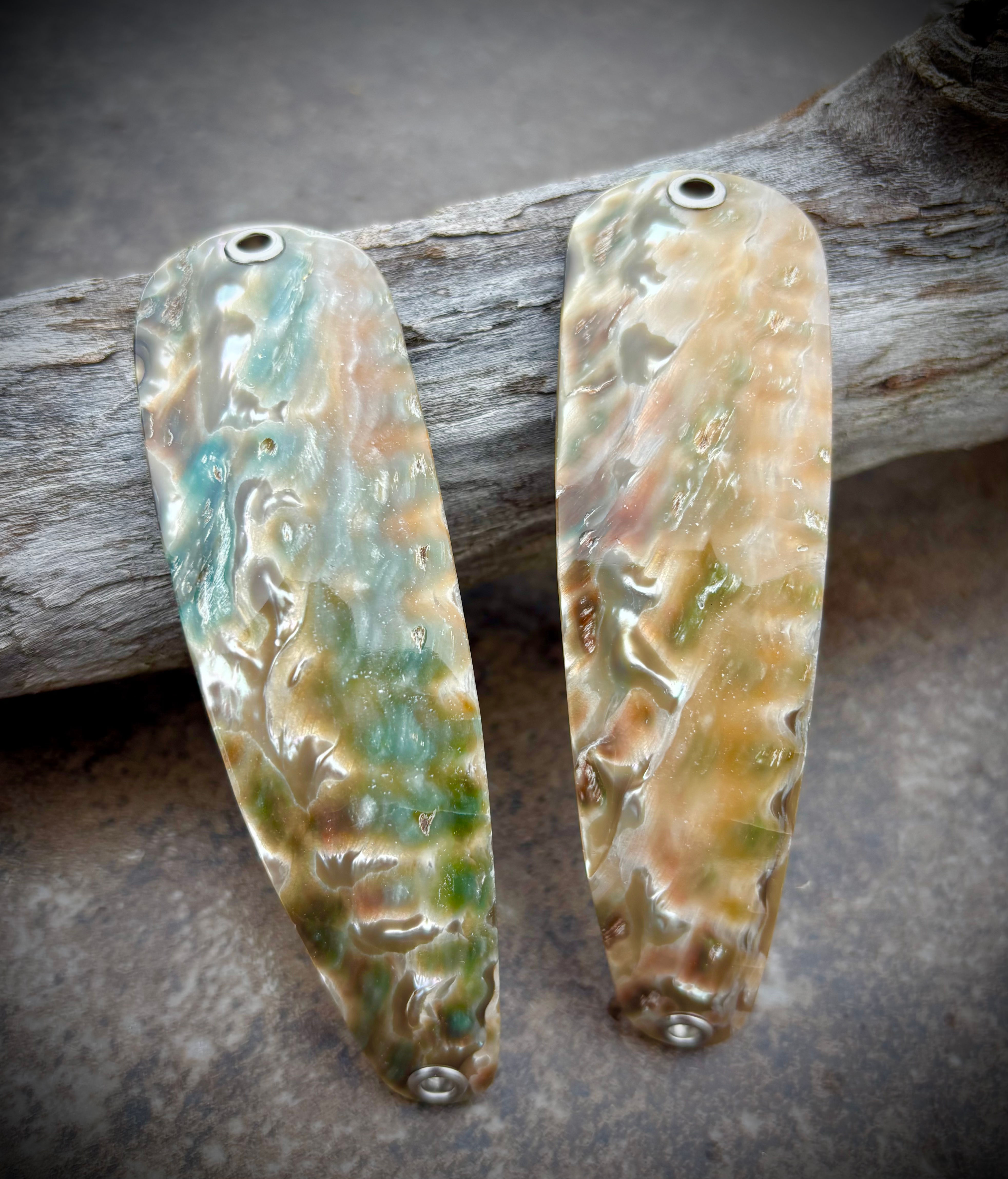 2-er Set Tropfen Perlmuttspangen Opal ca. 100mm
