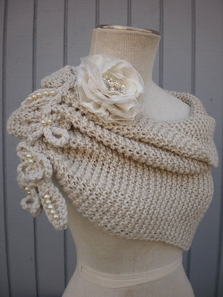 Off White Knit Bridal Shawl