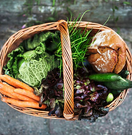 Fresh vegetables and bread market basket healthy meals