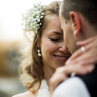 Closeup of wedding couple
