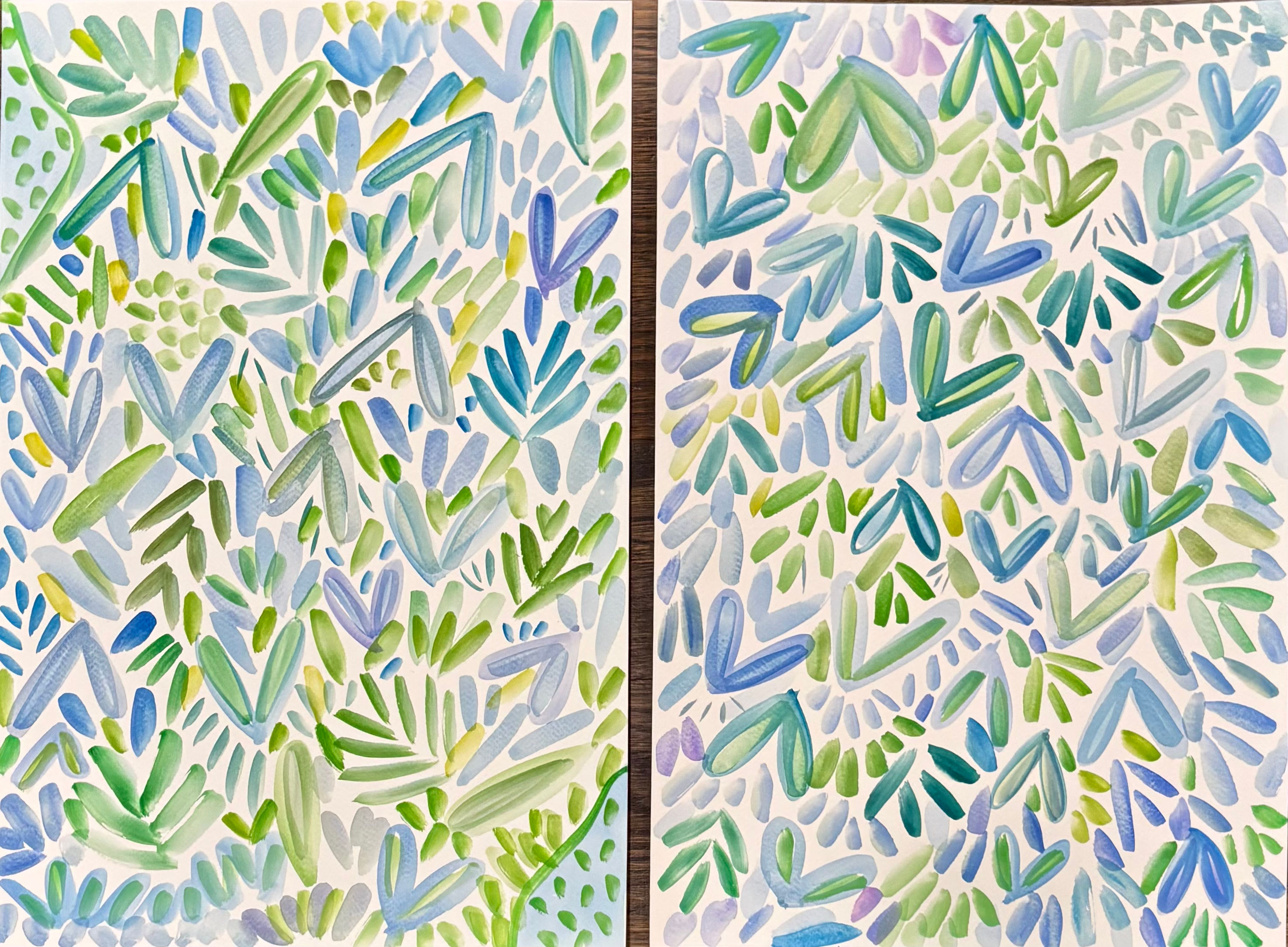 Get your Greens - (2) 12x18 watercolors