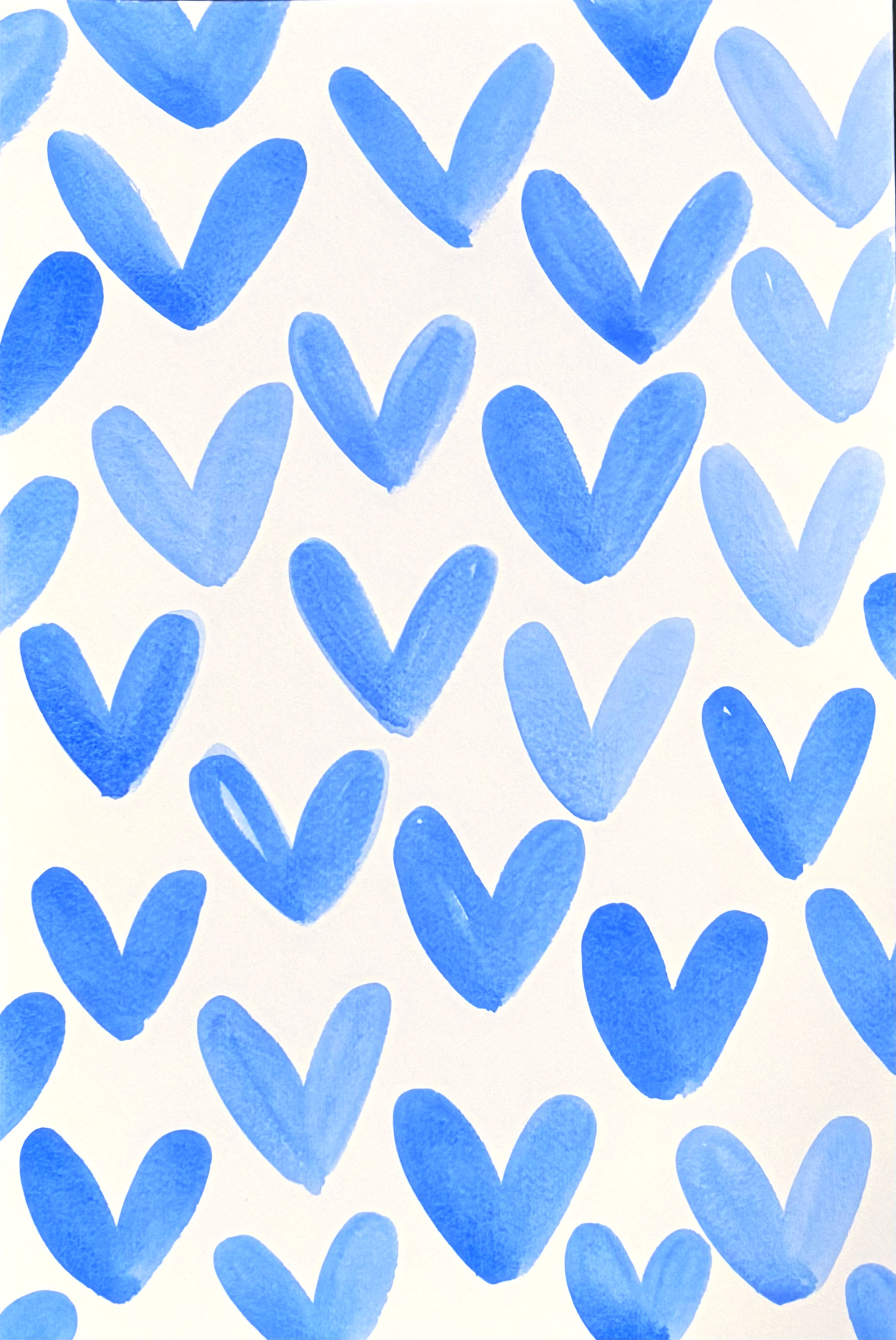 Hearts in Blue - 12x18 watercolorr