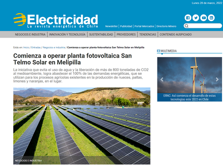 Comienza a operar planta fotovoltaica San Telmo Solar en Melipilla