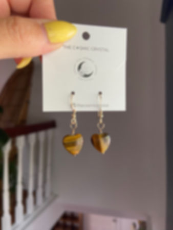 Tigers Eye Heart Earrings