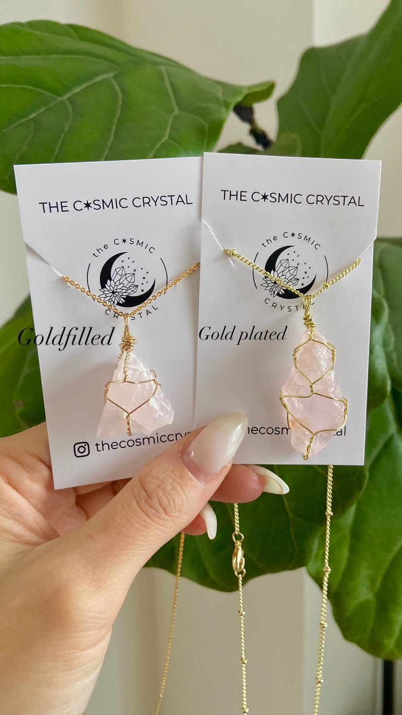 Thumbnail: Raw Rose Quartz Necklace