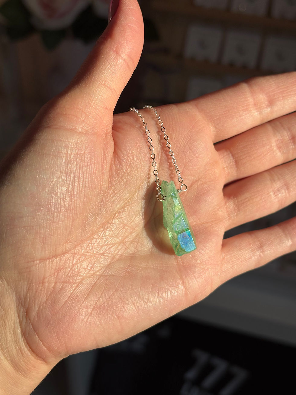 Thumbnail: Green Apple Aura Quartz Necklace
