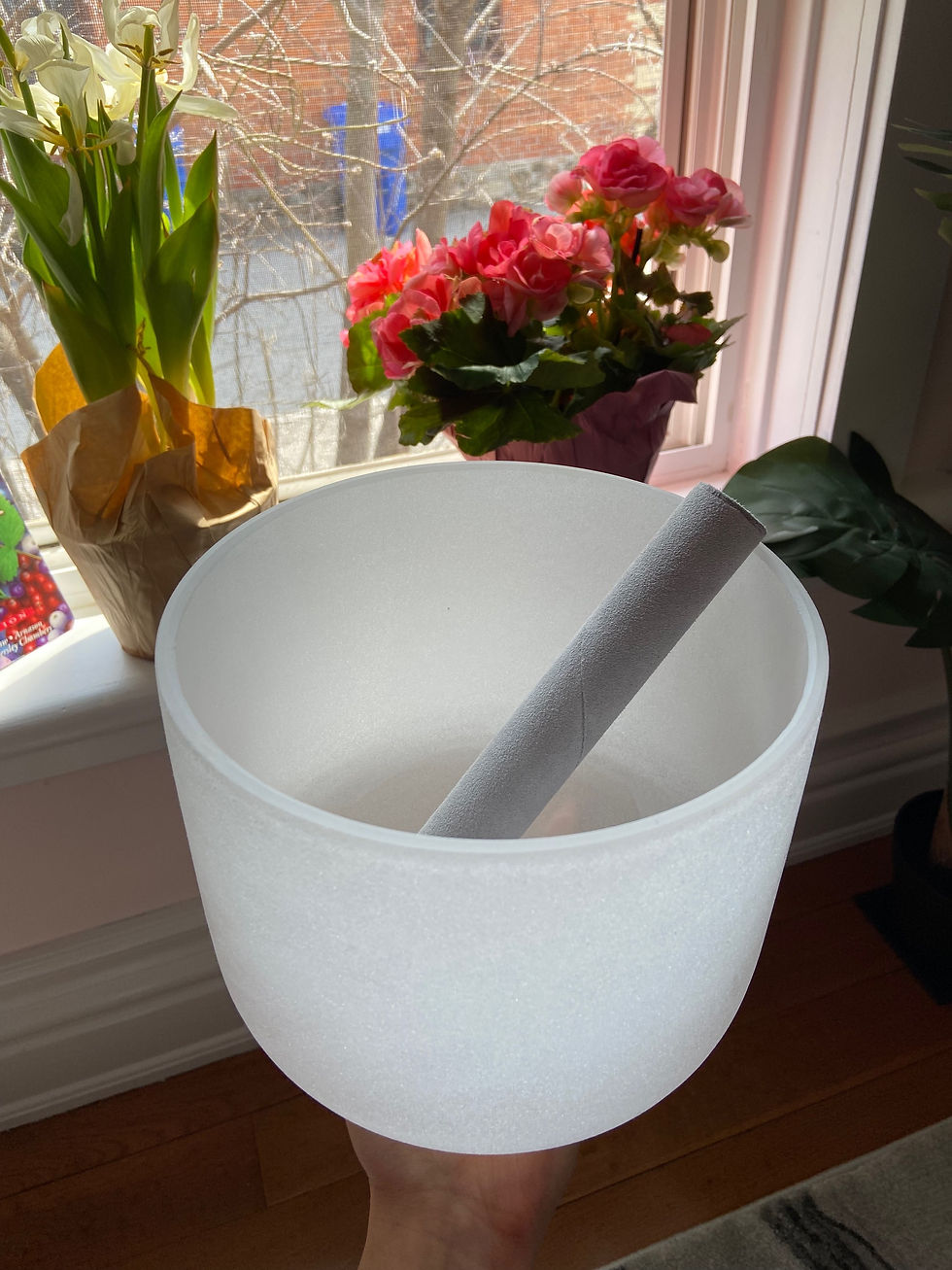 8” Quartz Singing bowl Frosted White