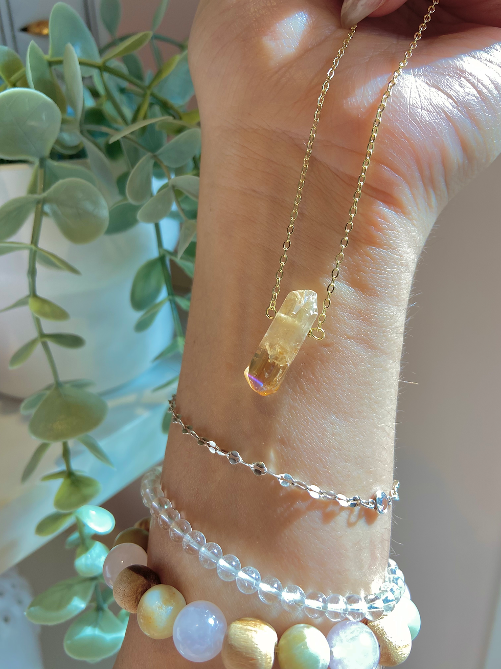 Thumbnail: Tangerine Aura Quartz Necklace