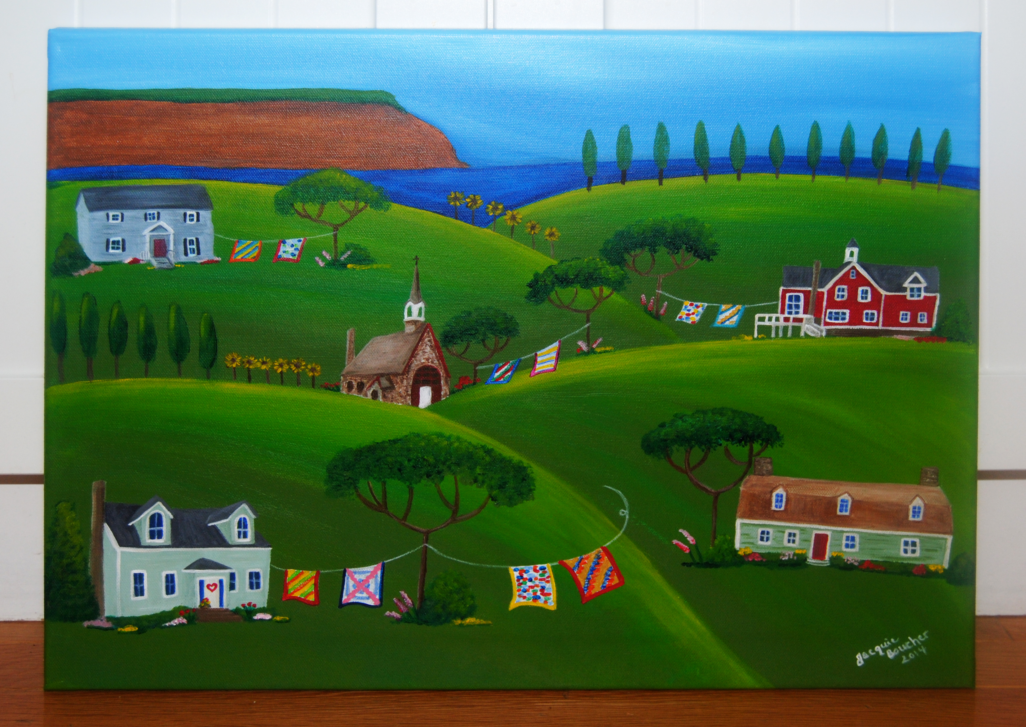 Grand Pre Quilts hanging