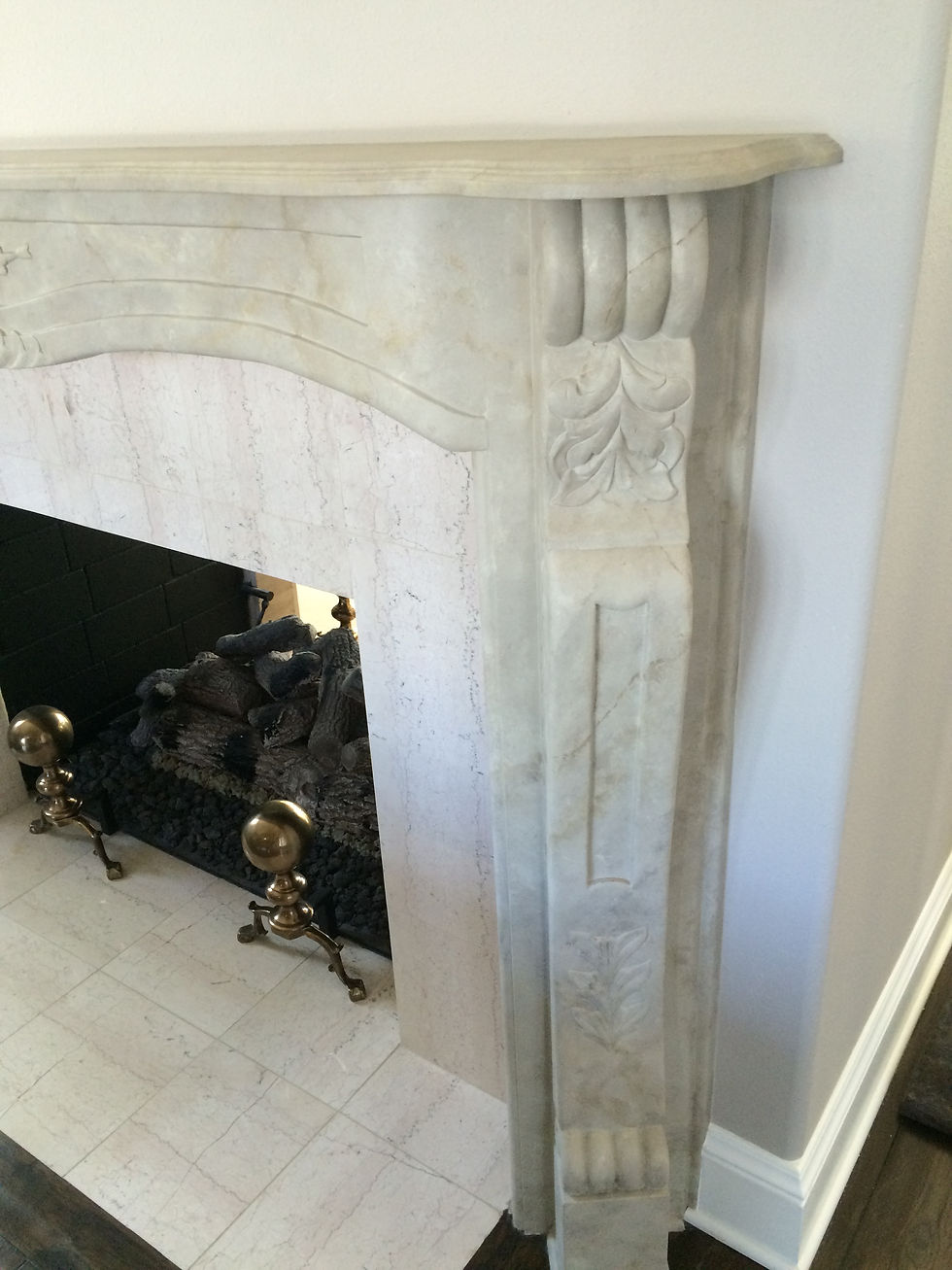 Faux stone mantel