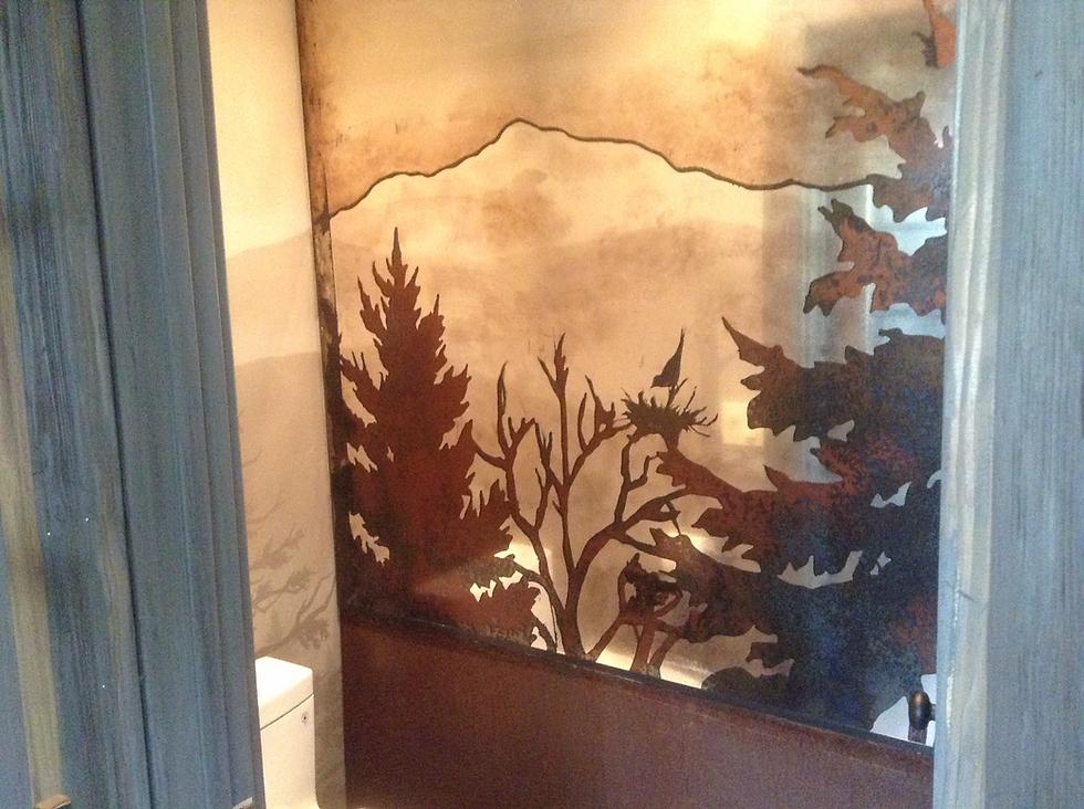 Chemically-treated custom rustic mirror