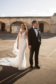 bride and groom portraits at castillo san cristobal