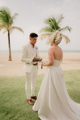 bride and groom exchanging vows