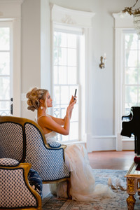 bride getting ready at sandlewood manor houston texas