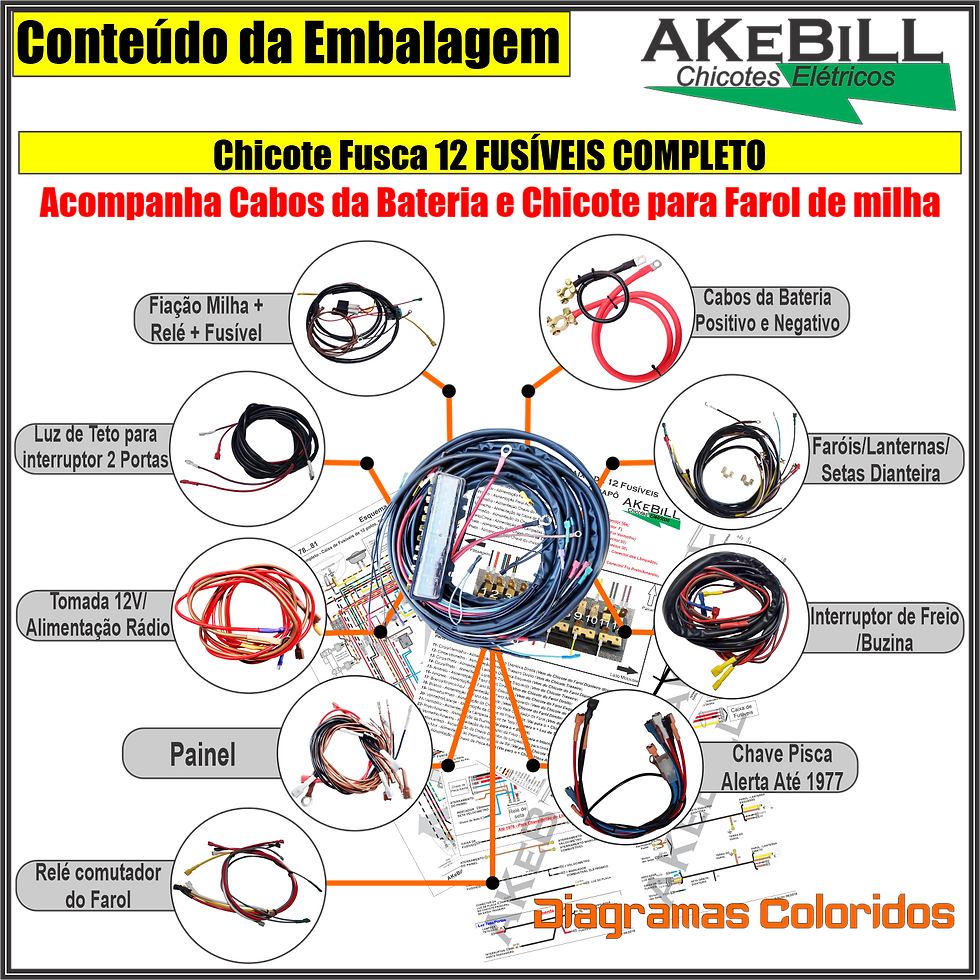 Miniatura: Chicote Elétrico Fusca Alternador Completo
