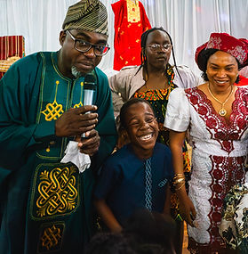 Candid image of a happy young boy after winning a contest during the Nigerian event OWAMBE.