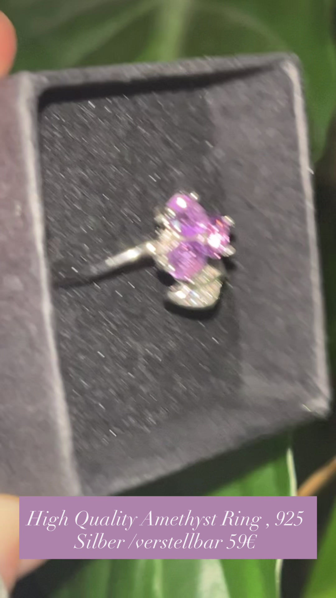 High Quality Amethyst Ring 925 Silber, verstellbar