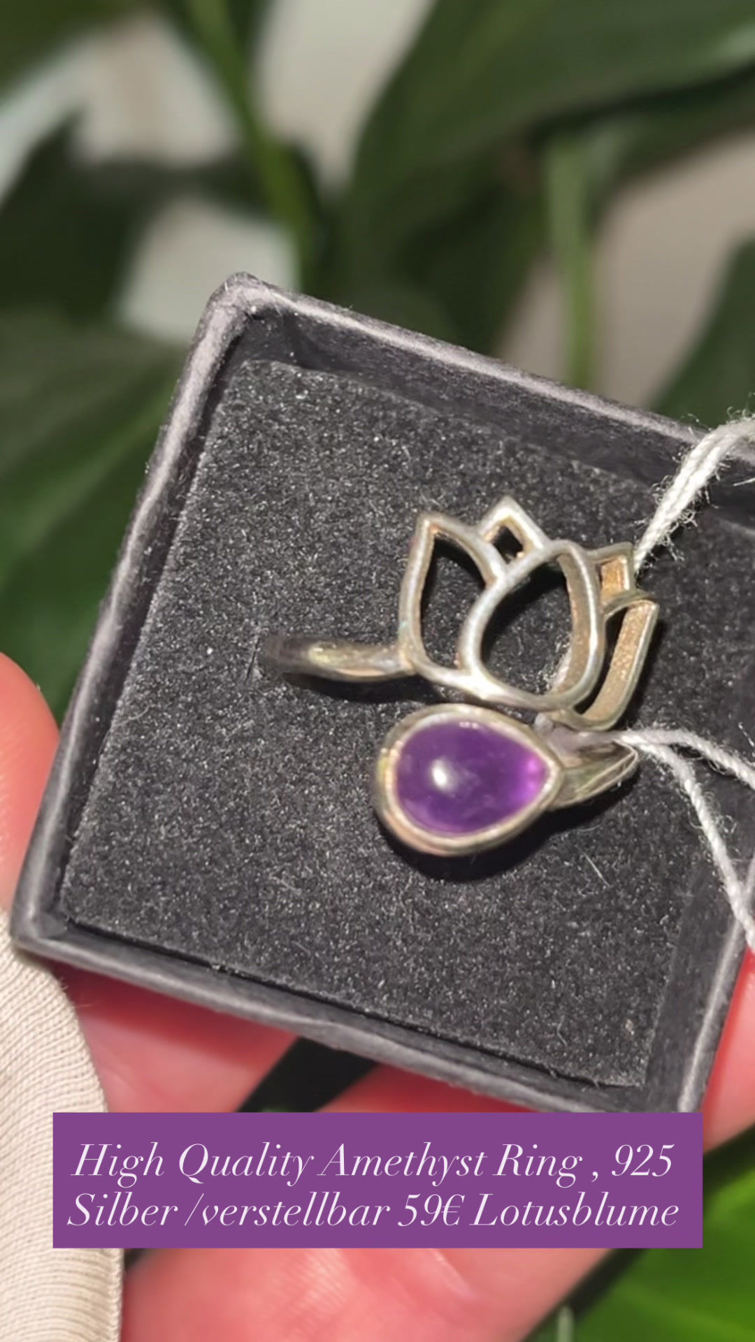 High Quality Amethyst Ring 925 Silber, verstellbar