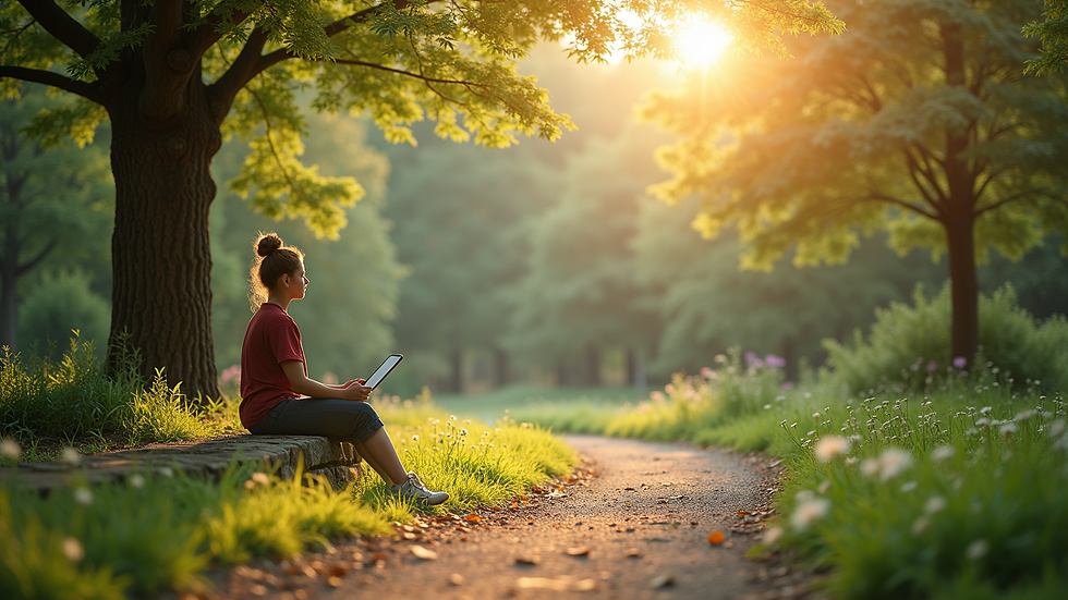 High angle view of a peaceful outdoor environment promoting mental health
