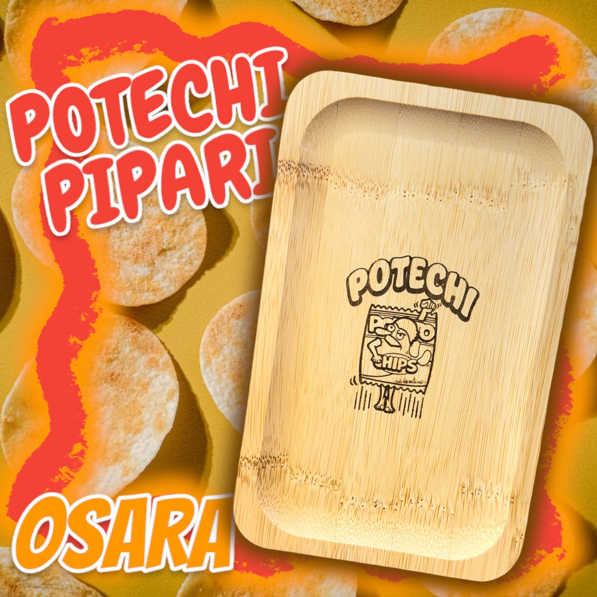 ☑︎ポテチぴぱり皿【ウッドバーニング🏆🌈】❣️