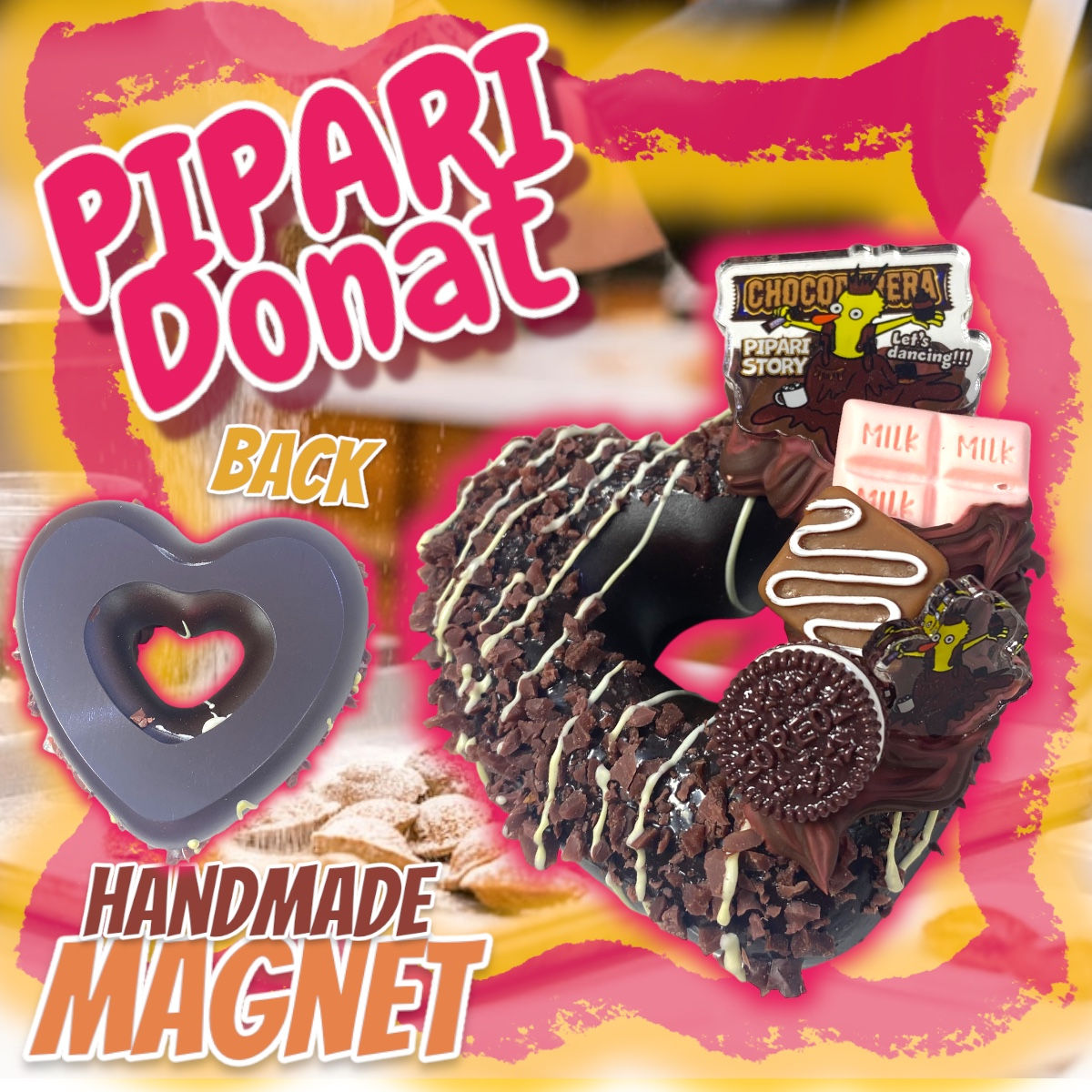 ☑︎#②チョコデレラぴぱりデコドーナツマグネット🍩💓🌈🍫