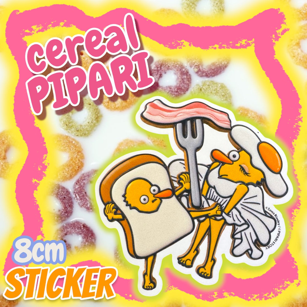 ☑︎morningクッキーぴぱりBIGステッカー🍞🍳マット防水加工🩷🌈