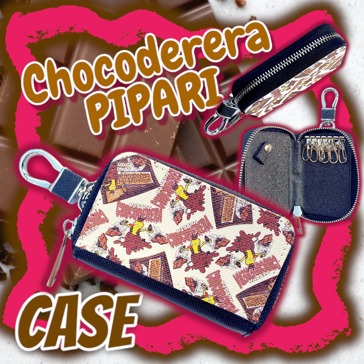 ☑︎チョコデレラぴぱりキーケース【高品質PUレザー】🍫🌈