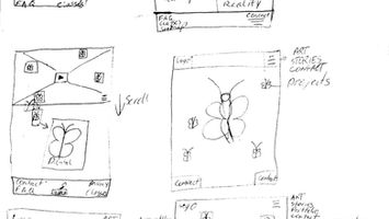 Paper Wireframes of Home Page of Tenacity Art