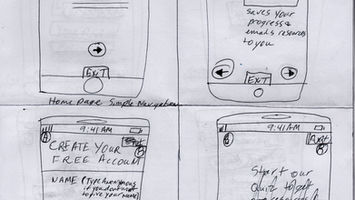 DV Resources App Paper Wireframes: Log-in, Create Account, & Start Pages