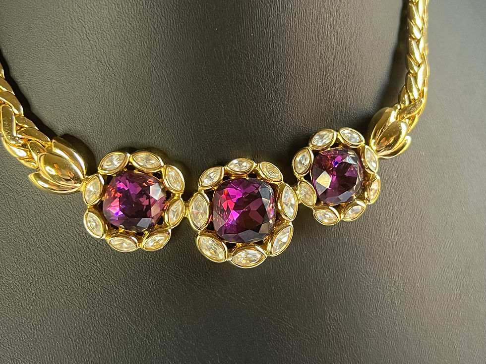 Thumbnail: Christian Dior Gold Plated Amethyst Necklace and Earrings