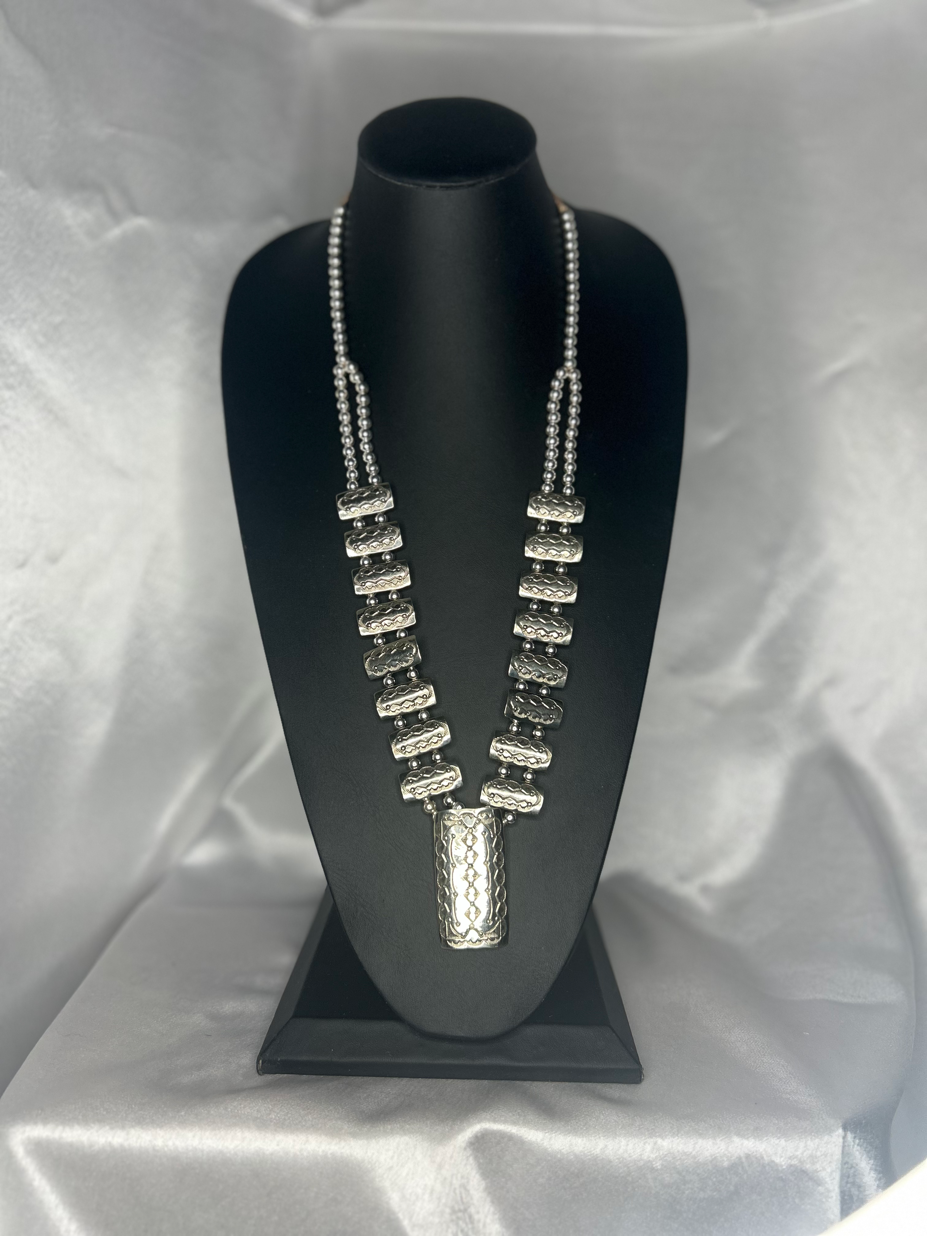 Navajo Sterling Box Bow Necklace