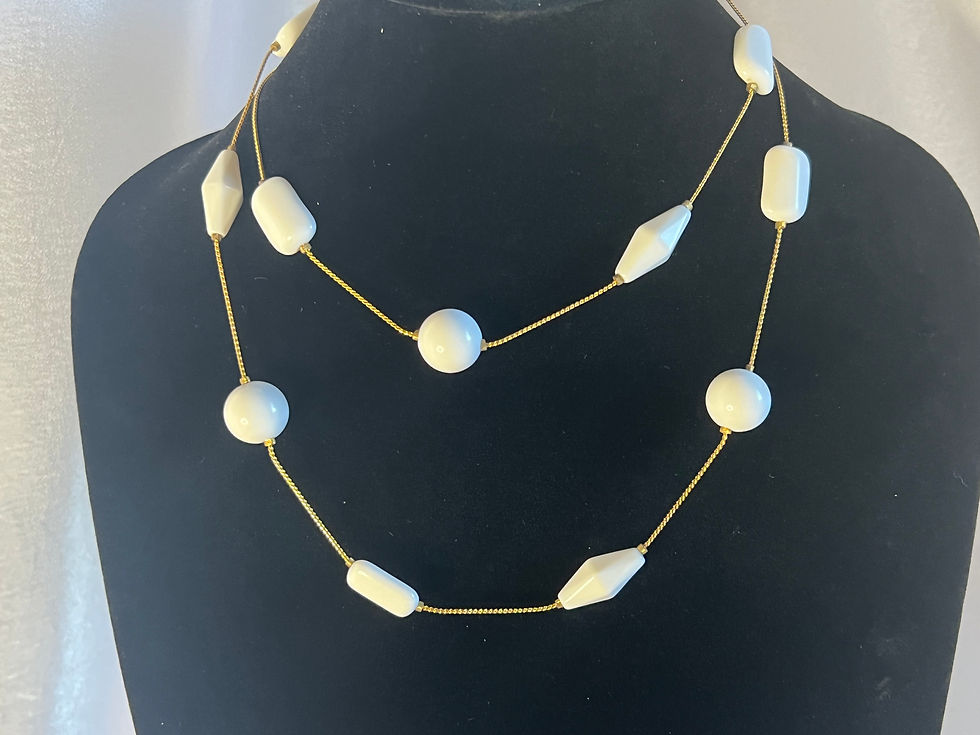 Beautiful Ceramic Beaded Necklace on Gold Plated Chain