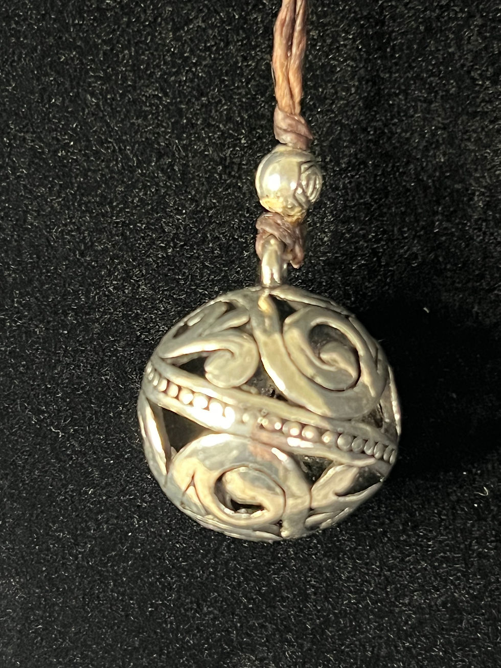 Thumbnail: Celtic Styled Ball Pendant on Beaded Leather String