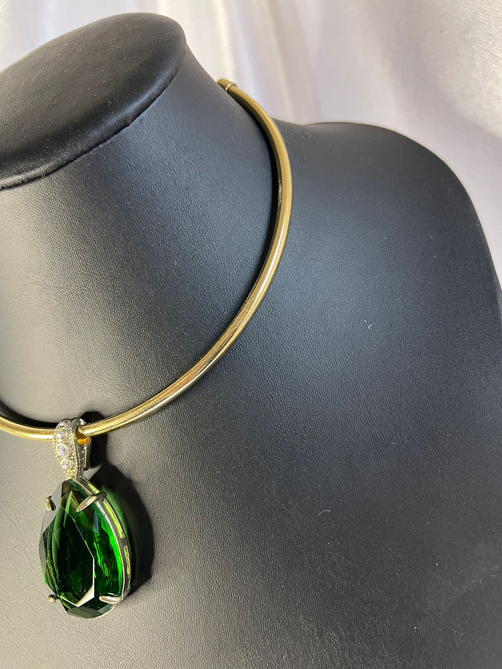 Thumbnail: Heidi Daus Emerald Green Pendant with Solid Collar Necklace