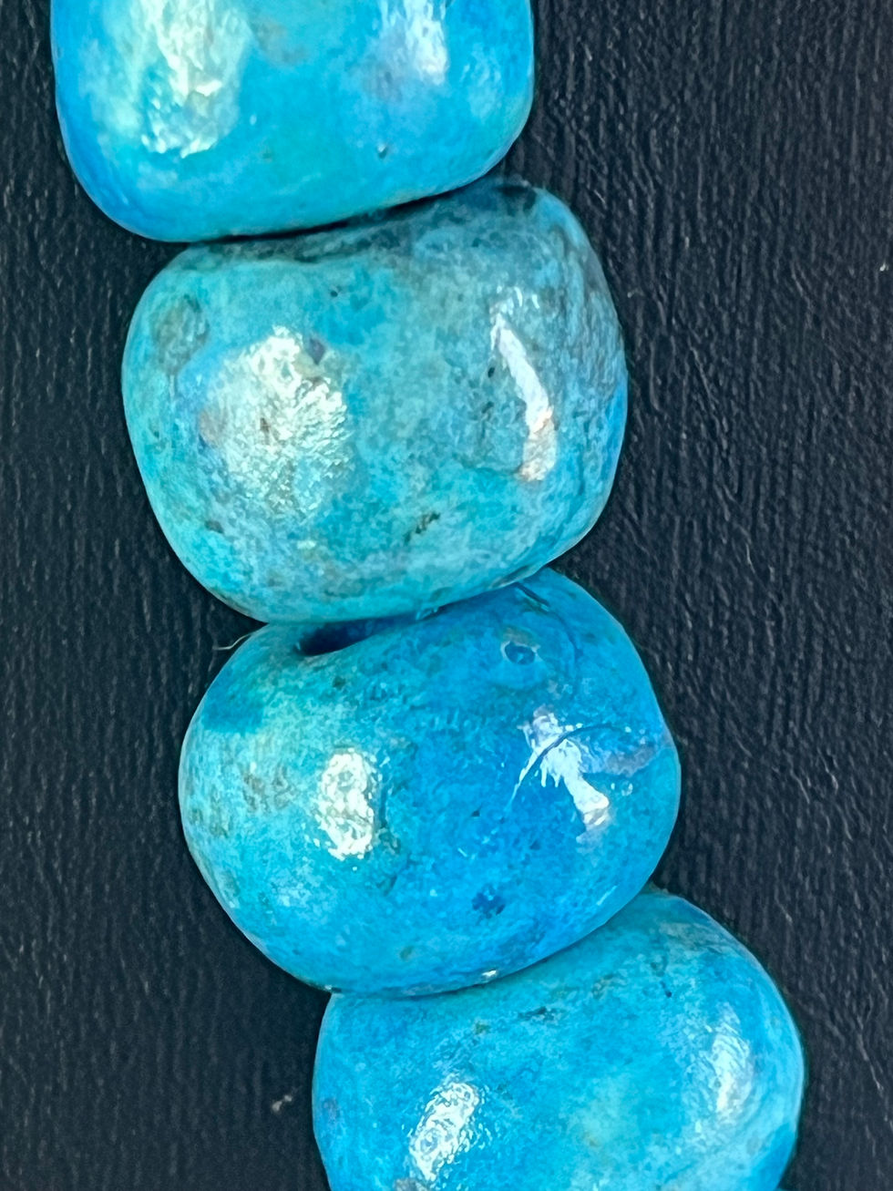 Blue Stone Marble Donut Bead Healing Necklace - Beads 1