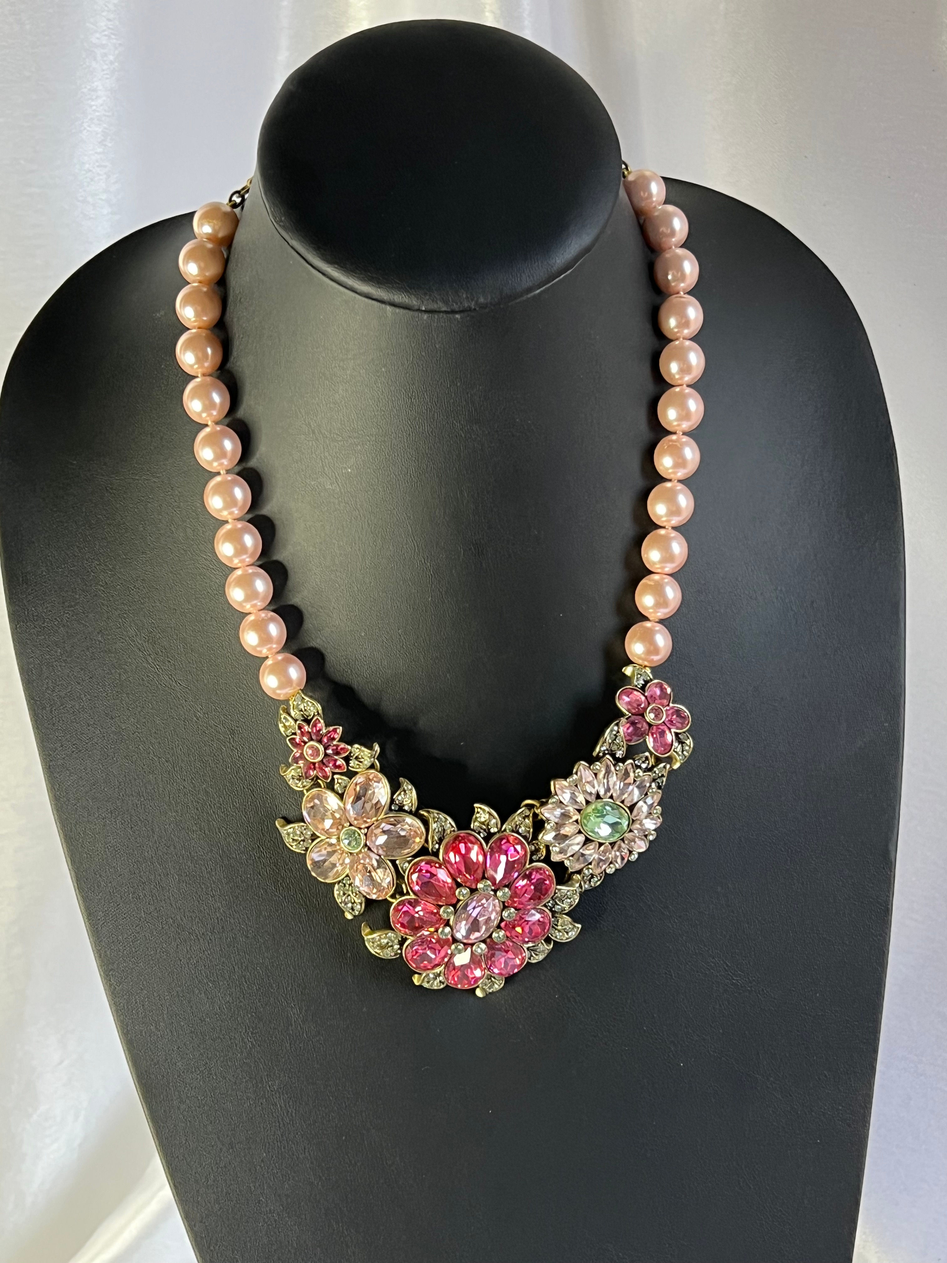 Heidi Daus "Floral Bouquet" with Pink Glass Pearls