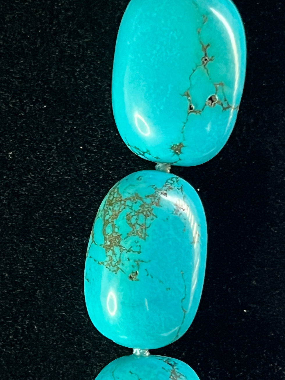 378 Gram Turquoise Necklace - .925 Clasp - 31"- 25 x 20 mm Stones