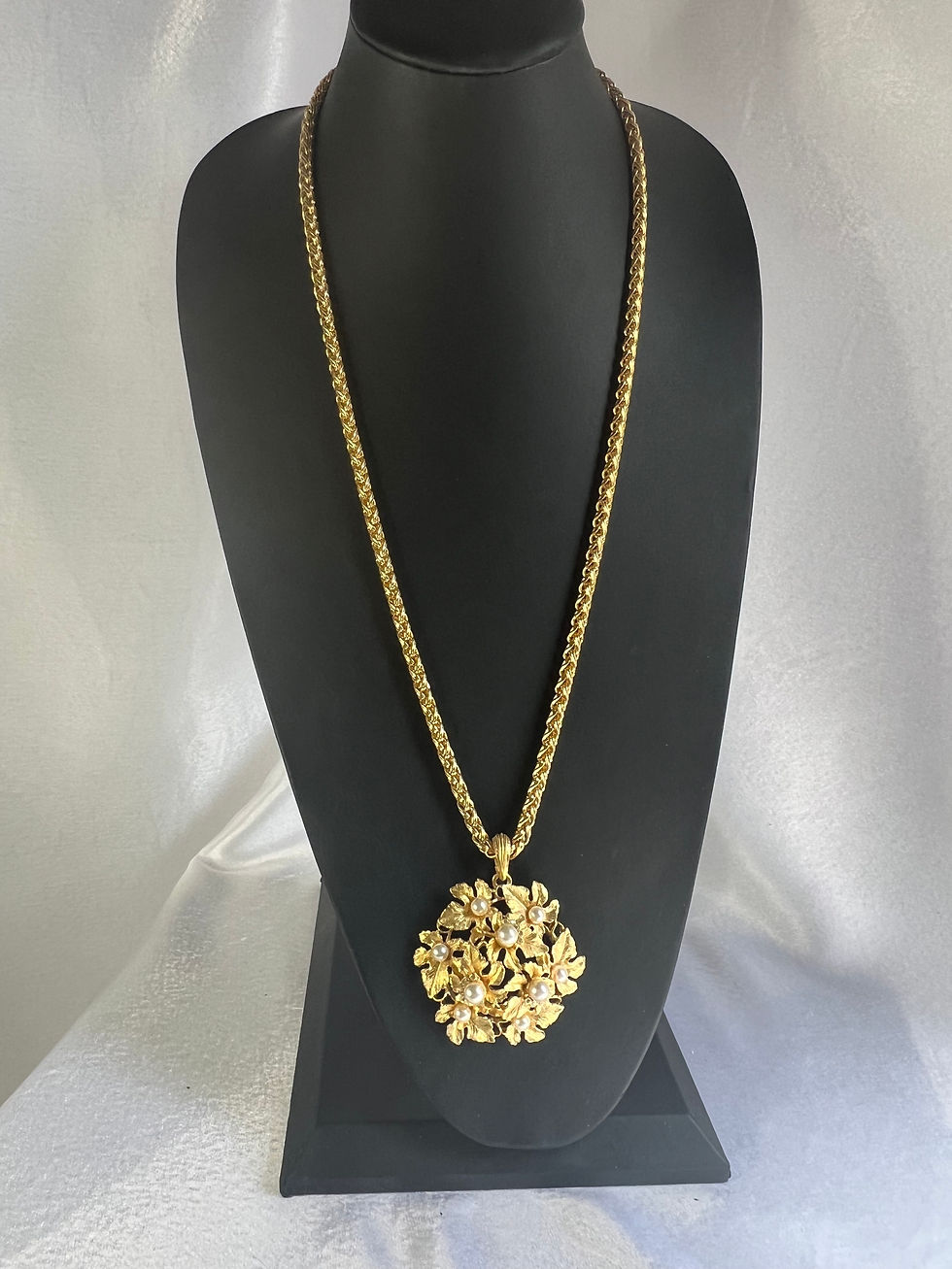 Vintage Gem-Craft Pendant on Gold Tone Long Chain
