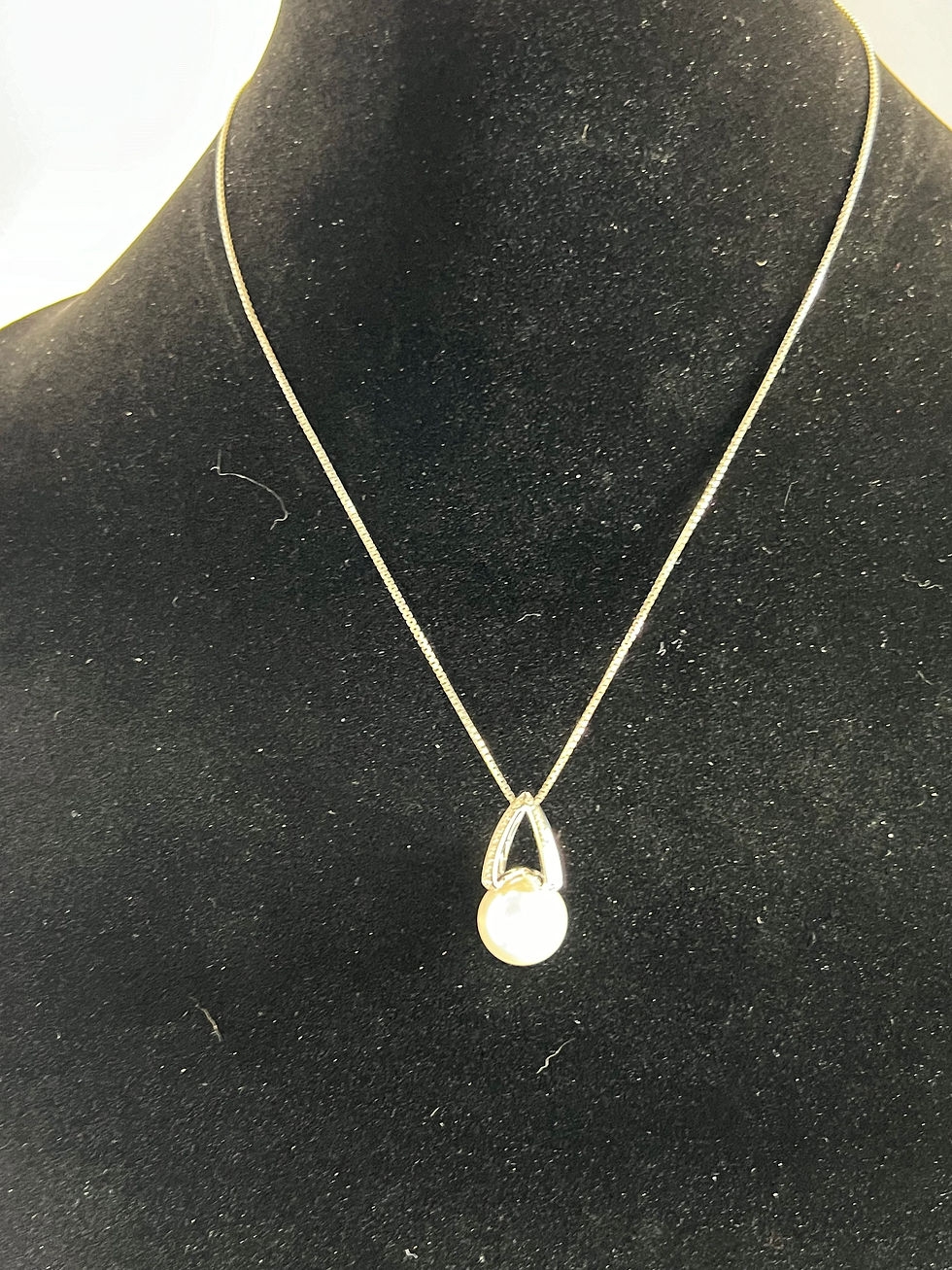 Thumbnail: Pearl Pendant with Matching Earrings w/ Silver Settings with Diamonds