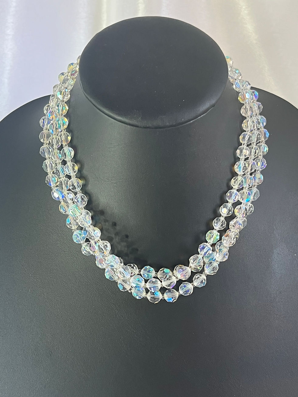 Aurora Borealis 3 Strand Crystal Bead Necklace