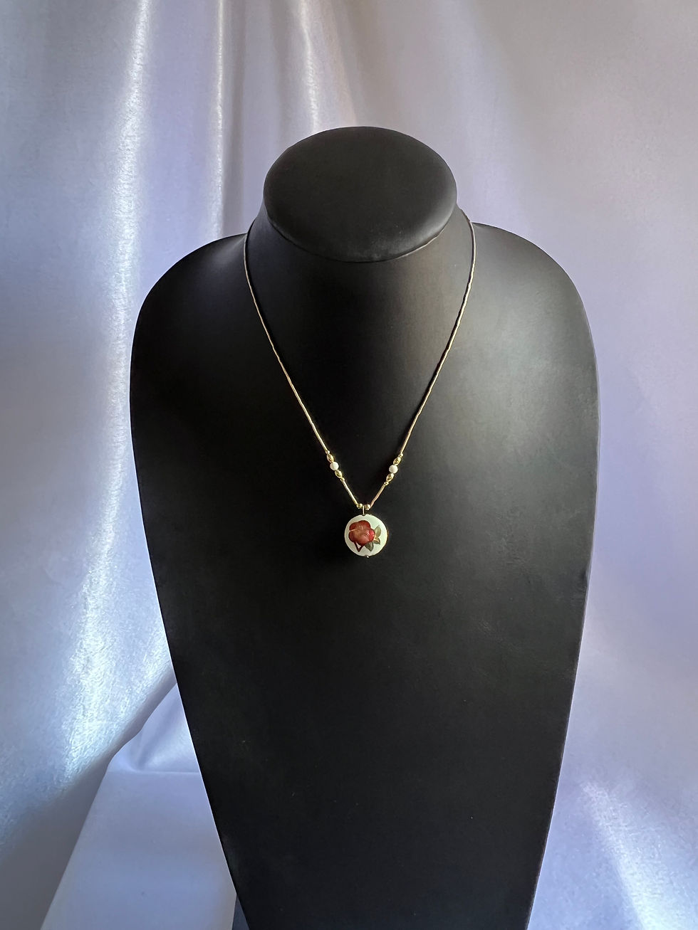 Thumbnail: Vintage Cloisonne Pendant Necklace 17"