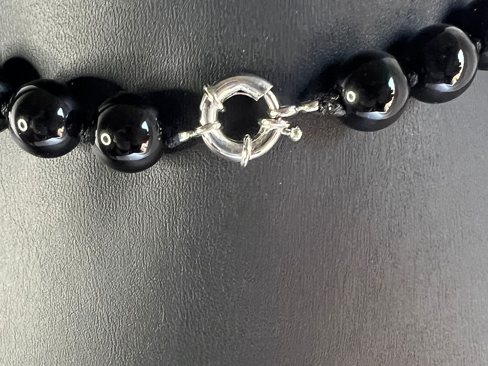 Thumbnail: Vintage Black Tourmaline Knotted Bead Necklace